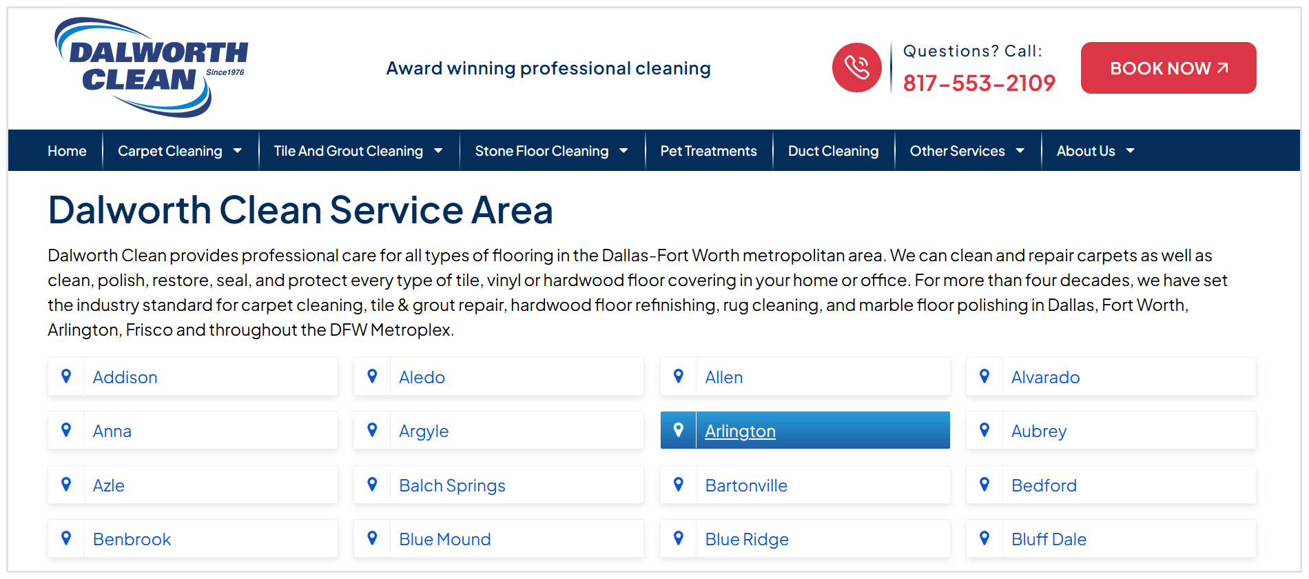 Pagina della posizione di Dalworth Clean